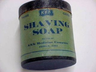 Vintage Rare Kkk Medicine Co Shaving Soap Paper Label & Container Keokuk Iowa
