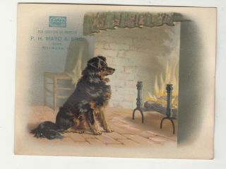 P H Mayo & Bro Cut Plug Tobacco Richmond Va Dog Fireplace Vict Card C1880s