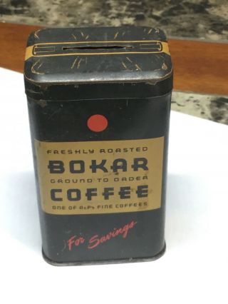 Vintage Bokar Coffee For Savings Metal Tin Coin Piggy Bank 2