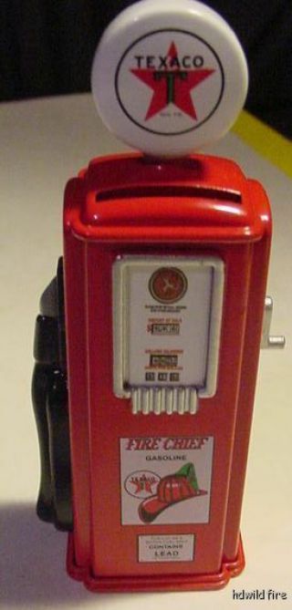 Vintage Texaco Fire Chief Star Gas Pump Dime Coin Bank Gasoline Red Old Style