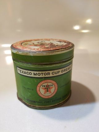 1930s Texaco Motor Cup Grease Can Port Arthur Texas 1lb Vintage Gas Oil