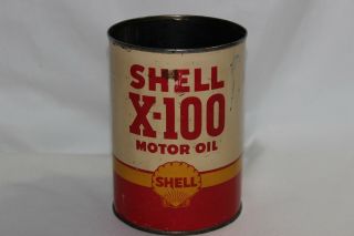 Vintage Wide Font Shell X - 100 Motor Oil 1 Quart Can