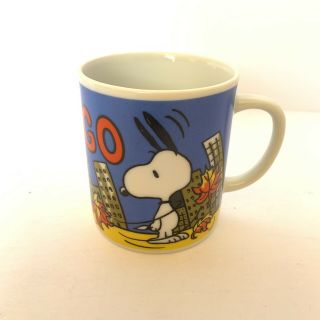 Peanuts Snoopy Woodstock Chicago Ceramic Coffee Mug Vintage Vtg
