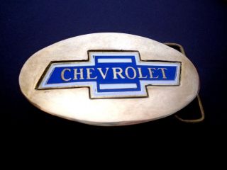 Vintage Chevrolet Bowtie Solid Brass Belt Buckle