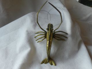 Vtg Brass Lobster Figurine Crawfish Nautical Ocean Beach House Decor