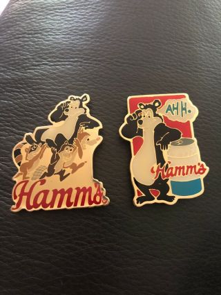 2 Rare Vintage Hamm’s Beer Bear Friends Keg Metal Magnet Htf Hamms
