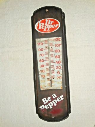 Vintage Dr Pepper Thermometer Be A Pepper 27 " High Metal