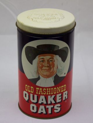 Vintage 1982 Quaker Oats Old Fashioned Metal Tin Container Limited Edition