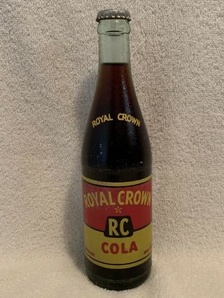 Full 12oz Royal Crown Cola Acl Soda Bottle Shelby,  N.  C.