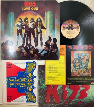 Kiss Love Gun Near Vinyl 1977 Gun Inserts,  Sterling Stampers