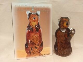 Fifth Avenue 8 " Grizzly Bear Crystal Amber Clear Art Glass Figurine Statue Mib