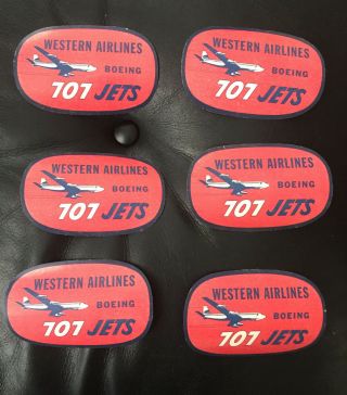 Vintage Western Airlines Boeing 707 Jets Suitcase Luggage Labels Authentic Nos