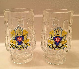 2 Frydenlund Norway Vintage Glass Beer Mugs