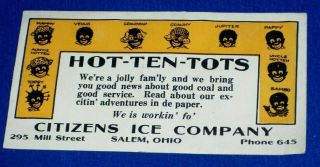Citizens Ice Co Salem Ohio Ink Blotter C1920s - 1930s Black Americana Sambo Topsy,