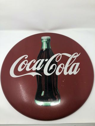 Vintage Round Coca - Cola Button Sign - 20 " From 1990