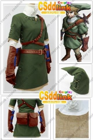 Legend Of Zelda Twilight Princess Link Cosplay Costume Only Tunic & Hat