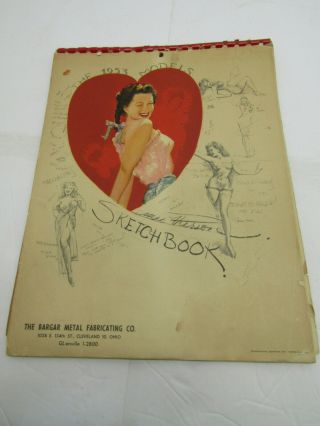 Vintage 1953 Bargar Metal Fabricating Pin - Up Calendar Sketchbook Sexy Women