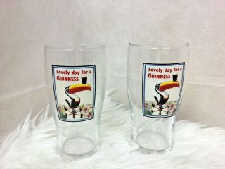 Guinness Draught Pint Toucan Lovely Day For A Guiness Beer Glass Set 2