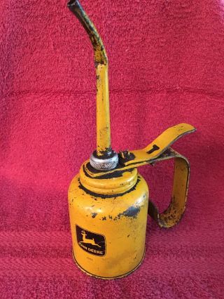 Vintage Yellow Advertising John Deere Jd Trigger Oil Can Handy Oiler Jd92