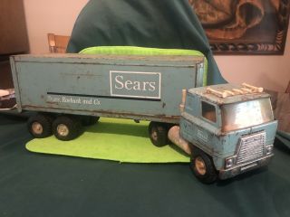 Old Toy Vintage Antique 1970s Ertl Sears Roebuck Metal Truck & Trailer