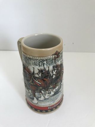 1988 Anheuser Busch AB Budweiser Bud Holiday Christmas Beer Stein Clydesdales 2