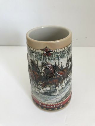 1988 Anheuser Busch AB Budweiser Bud Holiday Christmas Beer Stein Clydesdales 3
