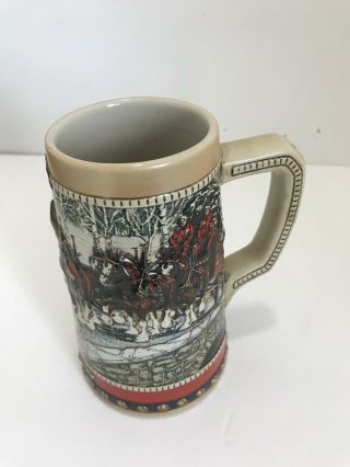 1988 Anheuser Busch AB Budweiser Bud Holiday Christmas Beer Stein Clydesdales 4