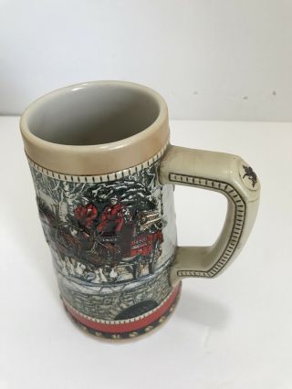 1988 Anheuser Busch AB Budweiser Bud Holiday Christmas Beer Stein Clydesdales 5