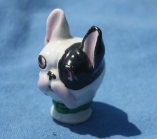 Great 1950s French Bulldog Ceramic Carnival Cane Topper,  Made In Japan