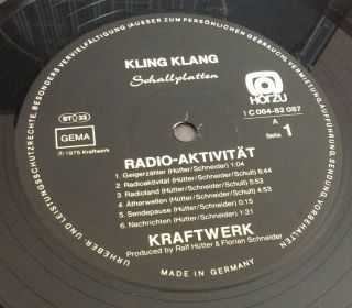 KRAFTWERK RADIO ACTIVITY LP GERMAN EMI Kling Klang HORZU 1C064 - 82087 - Inner 7