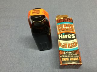 Vintage Hires Root Beer Extract Bottle W Box And Directions 3 Oz Bottle