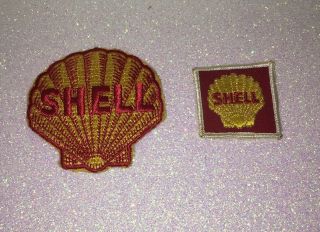 Vintage Shell Gasoline Oil - - - 2 " & 3 " Embroidered Sew Decorative Uniform Patches