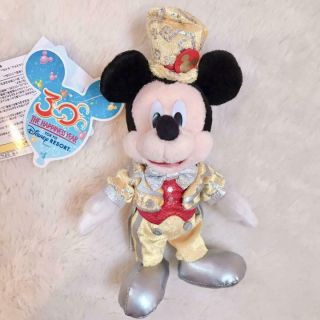 Tokyo Disney Resort 30th Anniversary Mickey Plush Doll Badge The Happiness Year