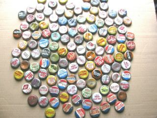 100,  (127) Mixed Vintage Cork Lined Soda Bottle Caps 7up Root Beer Coke Pepsi