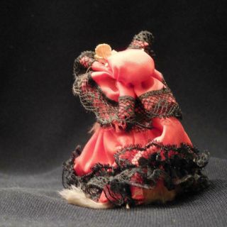 Vintage Fur Animals W Germany Mouse Red Dress Umbrella & Lace 3