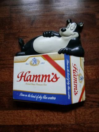 Vintage Hamms Beer Plastic Vacuform Bar Sign Lounging Bear
