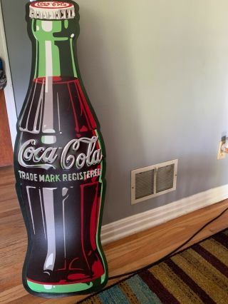 1995 Coca Cola Sign - 40 " Coke Bottle - Metal Tacker