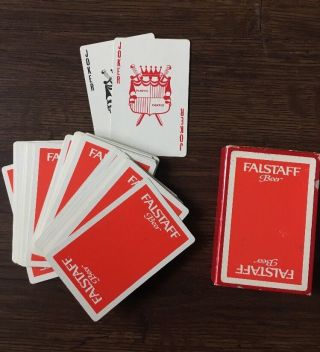 Vintage Falstaff Brewing Beer Orange - Red Playing Cards W/ Box Full Deck