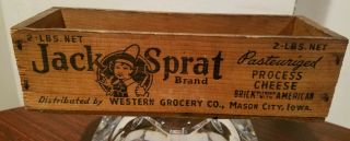 Very Rare Jack Sprat Wooden Cheese Box - Mason City Not Marshalltown Iowa Vintage