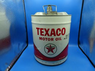 Vintage Advertising Texaco Motor Oil 5 Gallon Tin Can Can