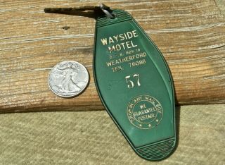 Old Weatherford,  Texas Tx (parker Co) Big " Wayside Motel " Tag & Key