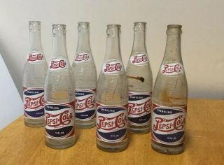 Six Double Dot Pepsi : Cola Glass Bottles Quincy Springfield Ft Dodge Oskaloosa