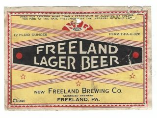 Freeland Brewing Lager Beer Label Irtp U Freeland Pa