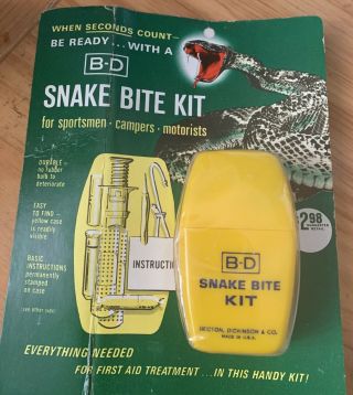 Vintage B - D Snake Bite Kit Carded 1961 Becton Dickinson
