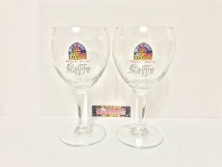 Leffe Belgian Ale Tulip Chalice Glasses Set Of Two (2) 25 Cl 8.  5 Oz -