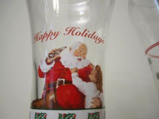 2 COLLECTIBLE COCA - COLA DRINK GLASSES CHRISTMAS HOLIDAY SANTA COKE GLASSES PROMO 2