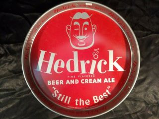 Vtg.  Hedrick Beer & Cream Ale Serving Tray 12 " Breweriana Advertising Man Cave