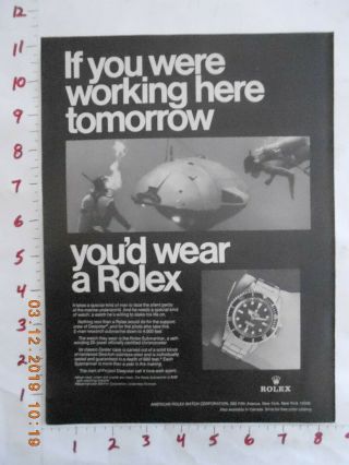 1969 Rolex Submariner Watch Ad If You Were Here Tomorrow Ad Scuba Diving