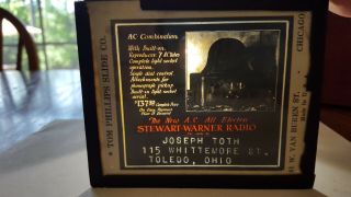 Vintage Glass Advertisement Slides,  Stewart Warner Radio