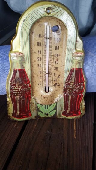 Rare Vintage 1941 Coca Cola Thermometer Double Bottle Read The Description